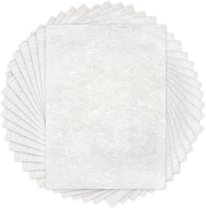 Benvo 50 Sheets A4 Natural Mulberry Paper Visible Plant Fibers Rice Paper Printable Decoupage Tissue Paper Sheets for Writing, Painting, Card Making, DIY Crafts(8.3x11.7in, Semi Transparent Off White) - Image 1